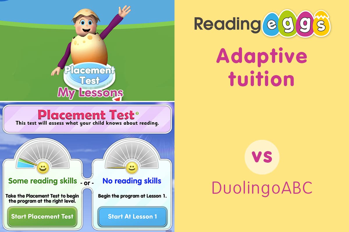 Reading Eggs vs Duolingo ABC – Reading Eggs provides more personalized and adaptive tuition than Duolingo ABC