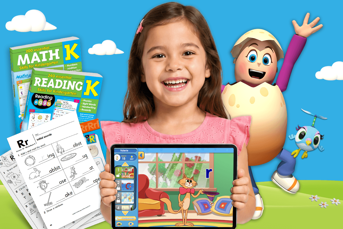 examples of how Reading Eggs offers blended learning with a choice of online and offline materials