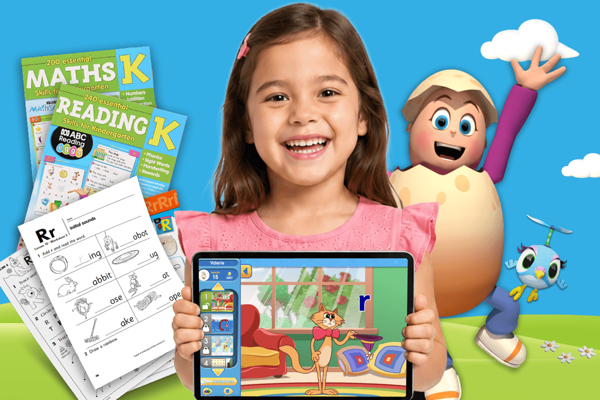 examples of how Reading Eggs offers blended learning with a choice of online and offline materials