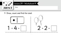 Free kindergarten worksheet math adding to 5